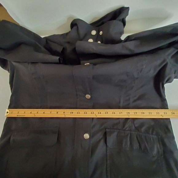 Tall Girl Hooded Anorak Size XL Zip and Snap Front Black Coat Casual Retro - Picture 10 of 15